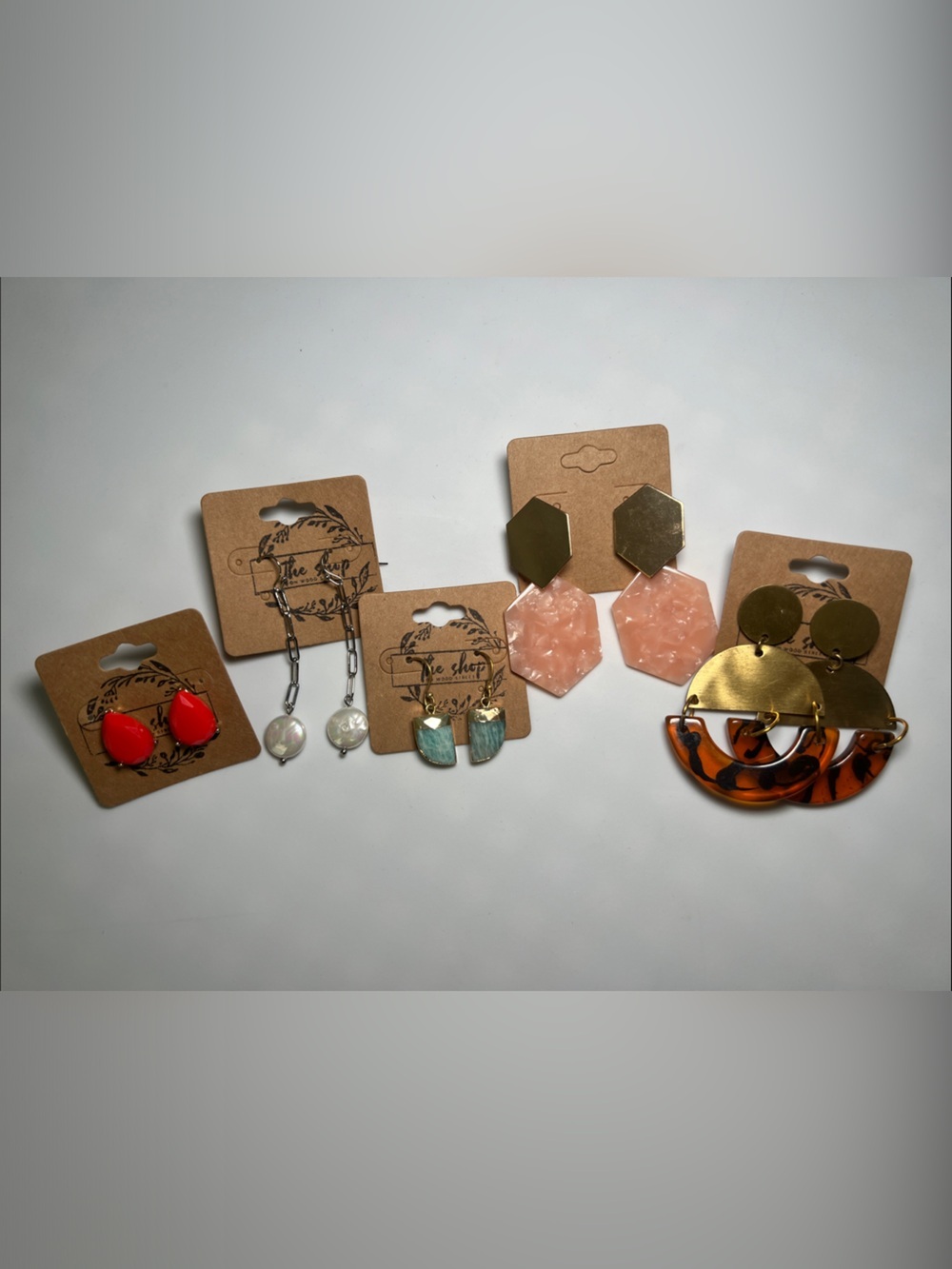 Mixed Earrings Bundle — Coral, Gold, Tortoiseshell, Mint & Pearl Tones